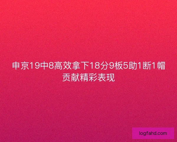 申京19中8高效拿下18分9板5助1断1帽贡献精彩表现